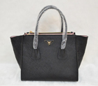 Prada Glace Calf Leather Tote Bag BN2619 in Black 2619