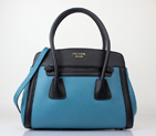 Prada Saffiano Cuir and City Calf Leather Tote Bag BN2602 in Light blue with Black 2602
