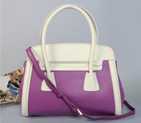 Prada Saffiano Cuir and City Calf Leather Tote Bag BN2602 in Light purple with White 2602