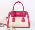 Prada Saffiano Cuir and City Calf Leather Tote Bag BN2602 in Rose with White 2602