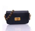 Prada Saffiano Vernice Cross Body Bag with Braided Leather Chain Strap BT0829 in Black BT0829