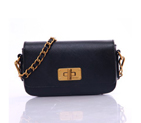 Prada Saffiano Vernice Cross Body Bag with Braided Leather Chain Strap BT0829 in Black BT0829