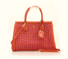 Prada Weave Leather Tote Bag BP6001 in Orange with Rose BP6001
