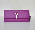 Yves Saint Laurent Large Y Line Flap Wallet 241175 Purple 241175