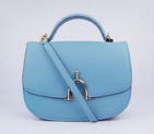Hermes Stirrup Shoulder Bag Blue Calfskin Gold H8088