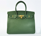 Hermes Birkin 35CM clemence leather in Army Green with Gold hardware H35LAGG