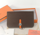 Hermes passport Wallet clemence leather in Dark Brown/Orange HPWDBO