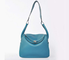 Hermes Lindy 30CM Havanne Handbags 1057 Mid Blue Leather Silver Hardware H1057