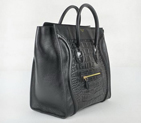 Celine Crocodile Grain Leather Handbag 98170 Black 98170