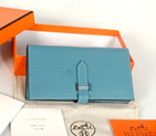 Hermes 2 flod original leather wallet in Medium Blue 8022