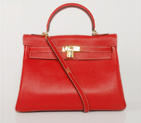 Hermes Kelly 32CM clemence leather in Flame with gold hardware K32LSFG