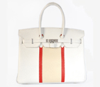 Hermes Birkin 35CM leather in Beige/Flame/Pure white with Silver hardware H35BFPWS