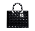 Large Lady Dior bag in black patent leather VRB44561