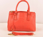 Prada Small Croco Leather Tote Bag Light Red 16625S