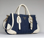 Fashion Prada Denim with Saffiano Tote Bags BN1786 White BN1786