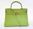 Hermes Kelly 32CM clemence leather in Light Green with Gold hardware K32LSLGG