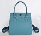 Hermes Tool box bag togo leather in Medium Blue with Silver hardware 8688