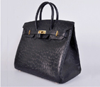 Hermes Birkin 35CM Black Ostrich stripes leather(Gold) H35BOSG