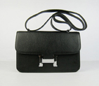 Hermes Constance Togo Leather Single Bag Black Silver Hardware H020 H020
