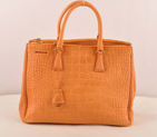 Prada Medium Croco Leather Tote Bag Orange 16625M