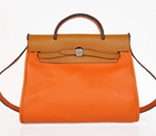 2012 New Hermes HerBag 31CM Togo leather Bag 9051 Orange Camel H9051