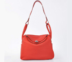Hermes Lindy 30CM Havanne Handbags 1057 Red Leather Silver Hardware H1057