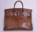 Hermes Birkin 40CM Crocodile stripes leather in Coffee with Silver hardware H40CSCS