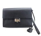 Hermes Jet Pochette Clutch Bag Clemence Leather Black H669