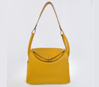 Hermes Lindy 30CM Havanne Handbags 1057 Yellow Leather Golden Hardware H1057
