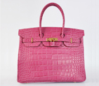Hermes Birkin 35CM Crocodile stripes leather in Peach with Silver hardware H35CSPS