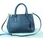 Prada Ostrich Leather Tote Bag BN1801 Blue BN1801
