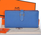 Hermes 2 flod original leather wallet in Turkey Blue 208