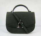 Hermes Stirrup Shoulder Bag Black Calfskin Silver H8088