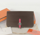 Hermes passport Wallet clemence leather in Dark Brown/Peach HPWDBP
