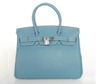 Hermes Birkin togo leather 30CM togo in Medium Blue with Silver hardware H30BJMBS