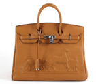 Hermes Birkin 35CM with Embossed logo Handbag Light Coffee 6089 6089