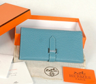 Hermes 3 flod original leather wallet in Medium Blue 8033