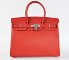 Hermes Birkin 35CM clemence leather in Flame with Silver hardware H35POSG
