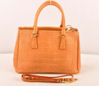 Prada Small Croco Leather Tote Bag Orange 16625S