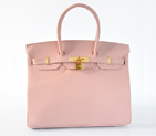Hermes Birkin 35CM clemence leather in Pink with Gold hardware H35LSPG