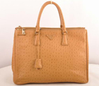 Prada Maxi Ostrich Leather Tote Bag Apricot 16625L