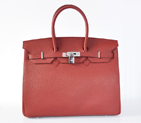 Hermes Birkin 35CM togo leather in Purplish red with Silver hardware H35BJPRS