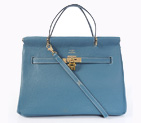 Hermes Spring Summer 2013 Shopping Bag H1046 in Medium Blue with Gold hardware H1046