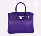 Hermes Birkin 35CM Tote Bags Granulate Calf Leather H35 Iris Purple Silver H35