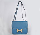 Hermes Constance Bag clemence leather in Medium Blue with Gold hardware 8888MBG