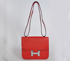 Hermes Constance Bag clemence leather in Flame with Silver hardware 8888FS