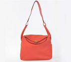 Hermes Lindy 30CM Havanne Handbags 1057 Light Red Leather Golden Hardware H1057