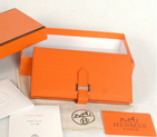 Hermes 2 flod original leather wallet in Orange 8022