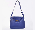 Hermes Lindy 30CM Havanne Handbags 1057 Dark Blue Leather Golden Hardware H1057
