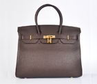 Hermes Birkin 35CM clemence leather in Dark Brown with Gold hardware H35LDBG